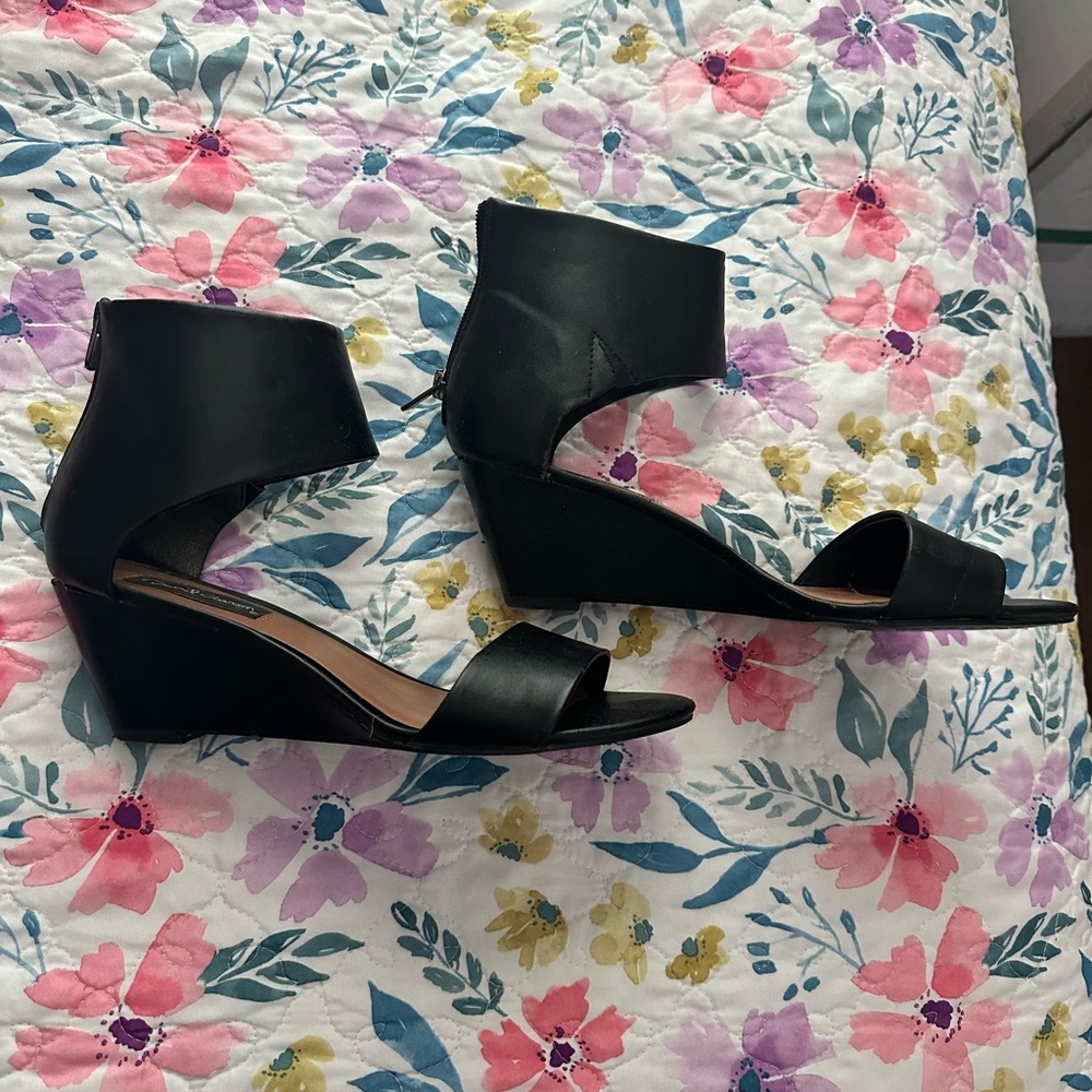 Black Wedge Sandals